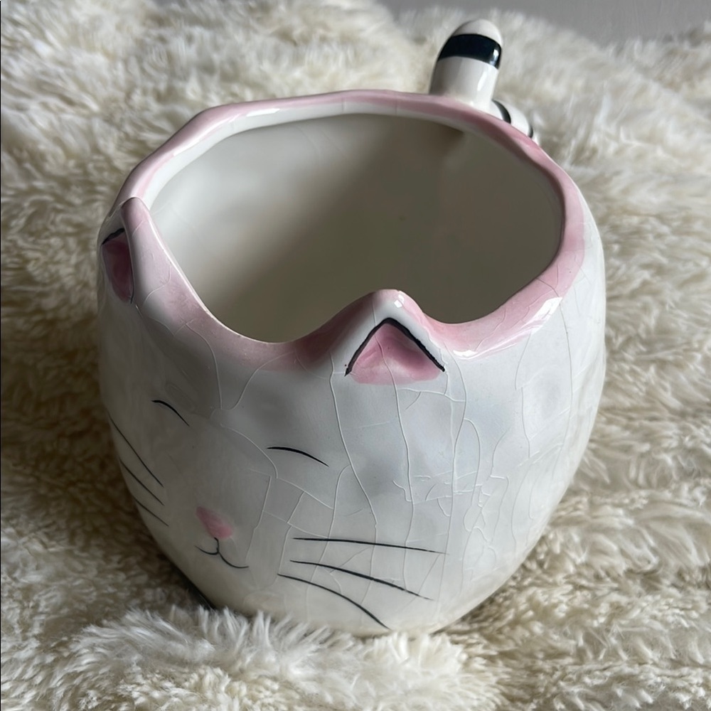 Charming Cat Mug with Pink Accents